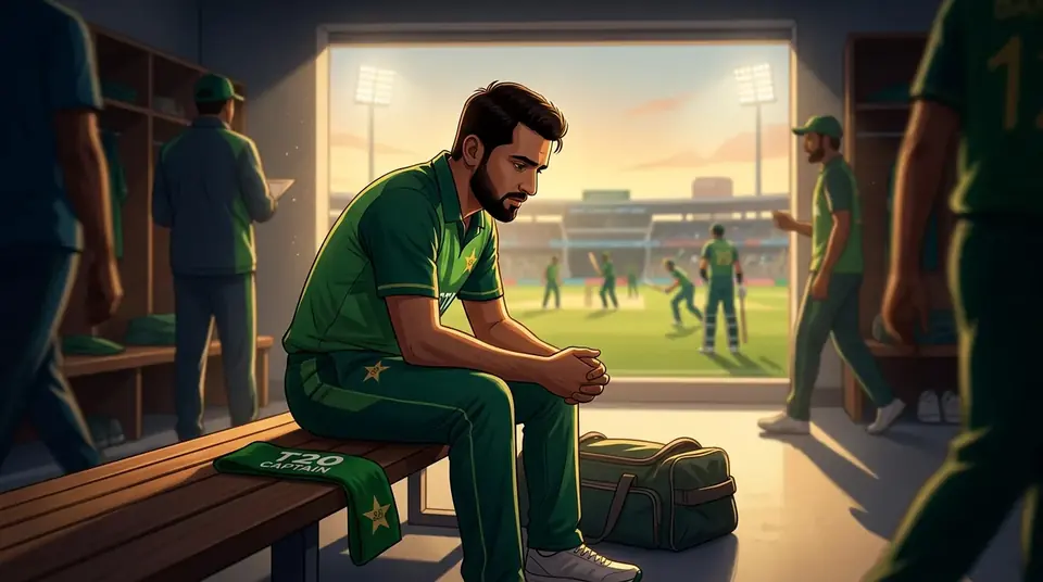 Animated editorial illustration for: Major Shake-up in Pakistan T20 Squad; Salman Ali Agha Dropped as Captain