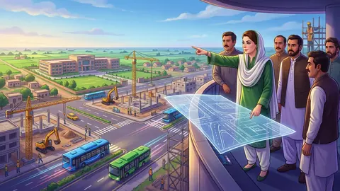 Animated editorial illustration for: Maryam Nawaz directs MPAs to ensure quality in Sahiwal development projects