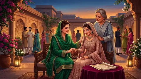 Animated editorial illustration for: New details emerge on Mahnoor Safdar’s upcoming Nikah