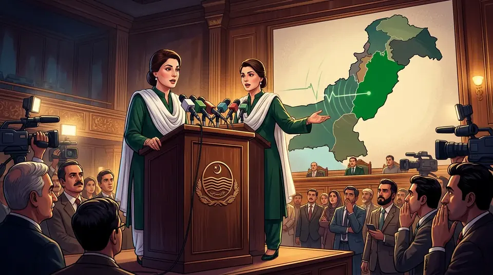Animated editorial illustration for: Political debate over new provinces intensifies as Khawaja Asif weighs in
