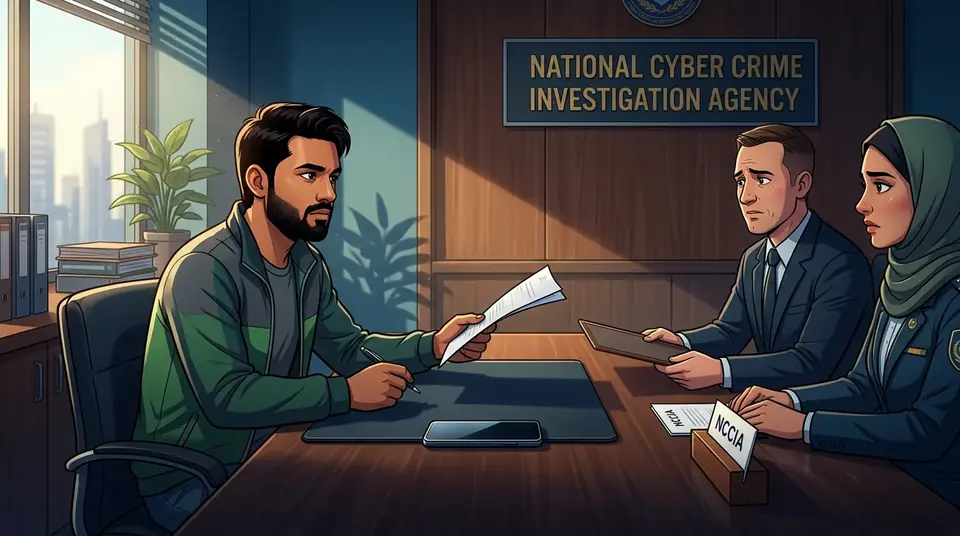 Animated editorial illustration for: Mohammad Rizwan Demands Formal Summons, Charge Sheet from NCCIA