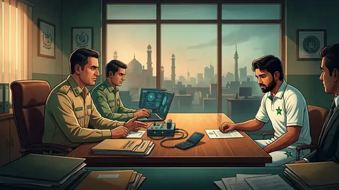 Animated editorial illustration for: Mohammad Rizwan Seeks Clarity on Allegations in Third Letter to NCCIA