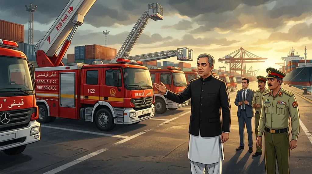 Mohsin Naqvi Inspects 21 New Rescue Vehicles for Islamabad at Karachi Port