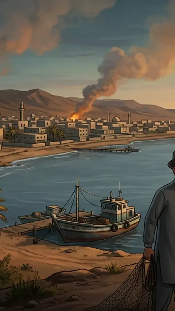 Animated editorial illustration for: Hormuz-Related Meeting in Oman Postponed Amid Regional Tensions