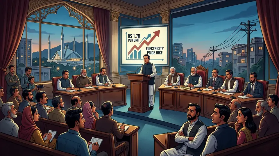 Animated editorial illustration for: NEPRA to hear petition for Rs 1.78 per unit electricity price hike