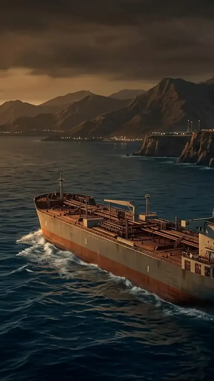 Animated editorial illustration for: One Killed, Three Injured in Missile Attack on Iranian Ship in Hormuz