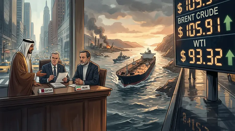 Animated editorial illustration for: Iran Expects Final US Response on Qatar-Mediated Plan Today