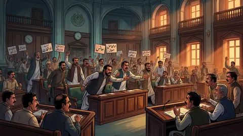 اس خبر کے لیے متحرک اداریاتی خاکہ: سندھ اسمبلی میں ہنگامہ آرائی، ایم کیو ایم کی جانب سے اجلاس نہ چلنے دینے کی دھمکی