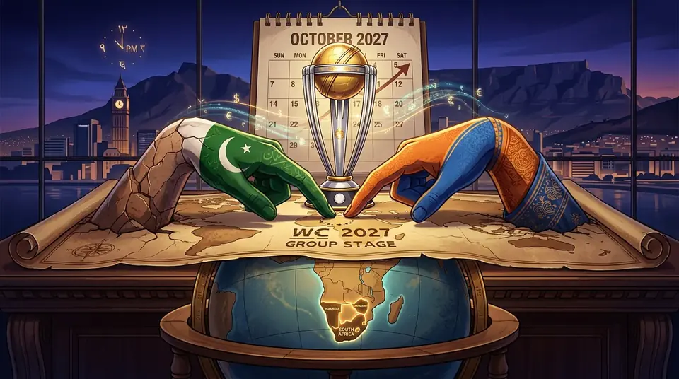 اس خبر کے لیے متحرک اداریاتی خاکہ: ورلڈ کپ 2027: پاکستان اور بھارت ایک ہی گروپ میں شامل ہونے کا امکان