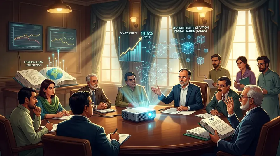 Animated editorial illustration for: CDWP approves seven projects worth Rs116bn, including tax and olive initiatives
