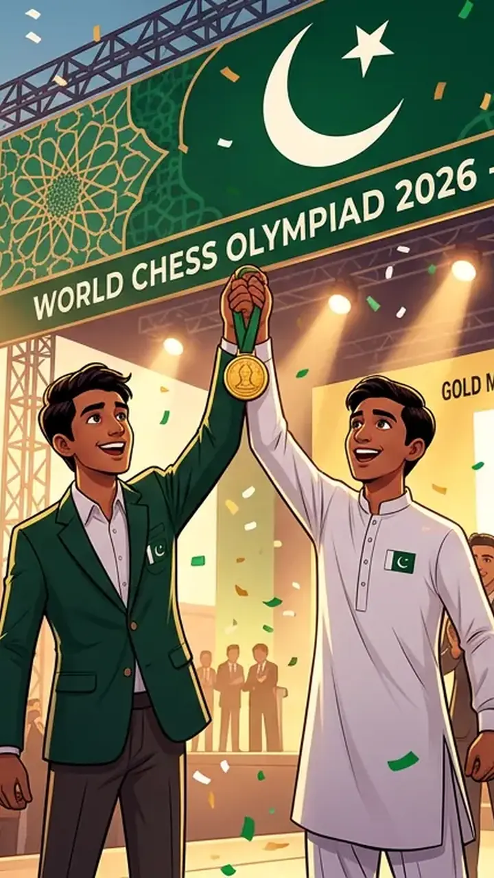 Animated editorial illustration for: Pakistan wins gold medal at World Chess Olympiad in Uzbekistan