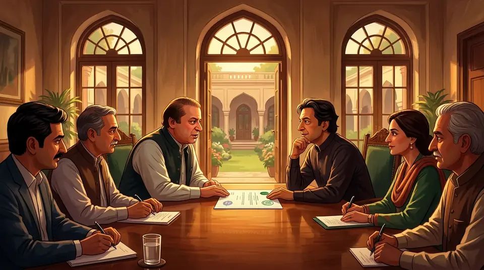 Animated editorial illustration for: Coalition partners PPP, PML-N seek to bridge differences amid strained ties