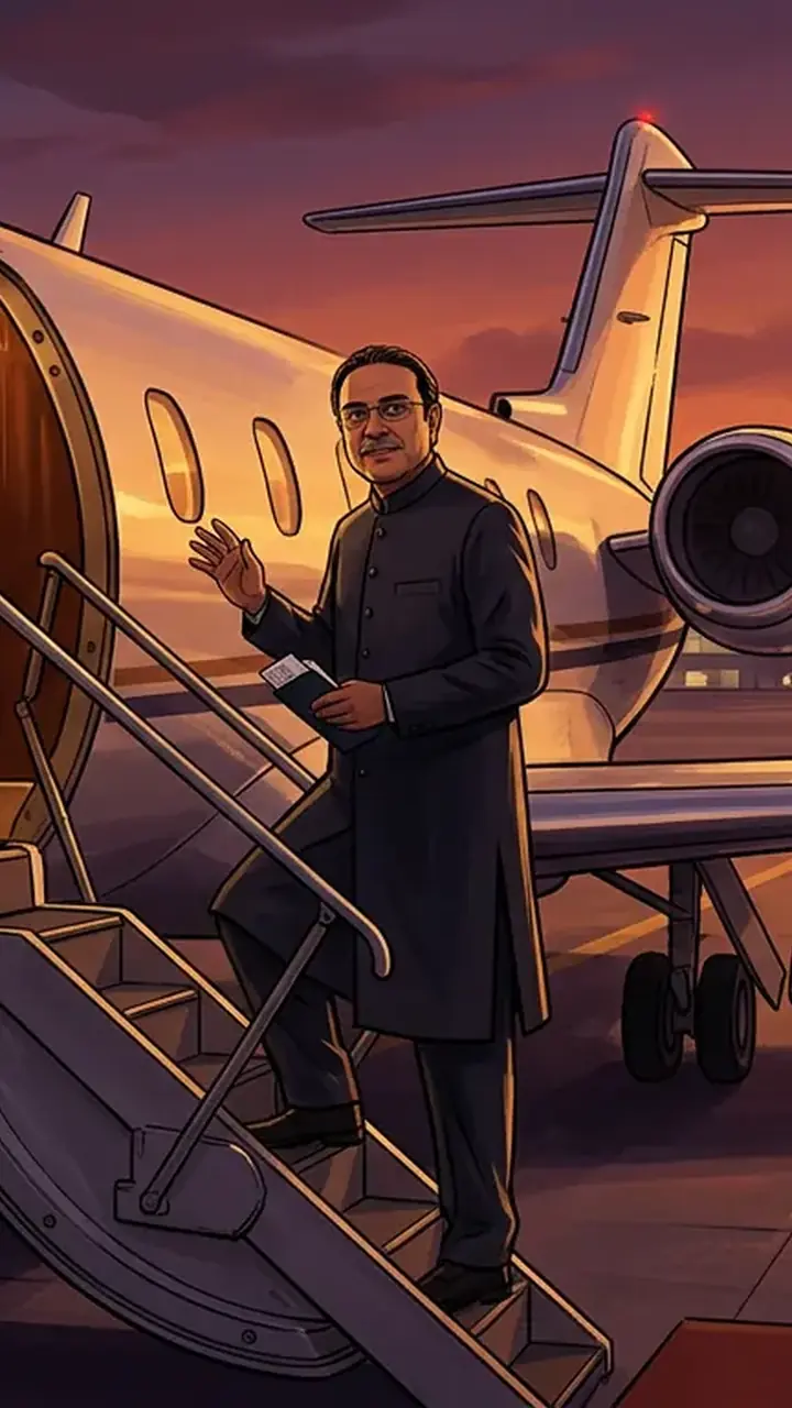 Animated editorial illustration for: President Zardari’s Recent Foreign Trip Was Private, Paid for Personally: Spokesperson