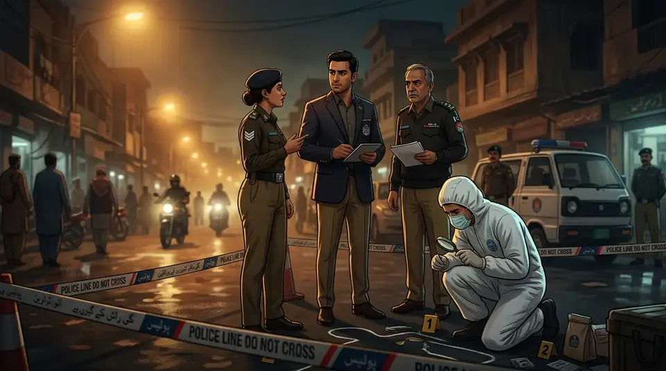 Animated editorial illustration for: Members of High-Level Committee for Hina Javed Murder Probe Named