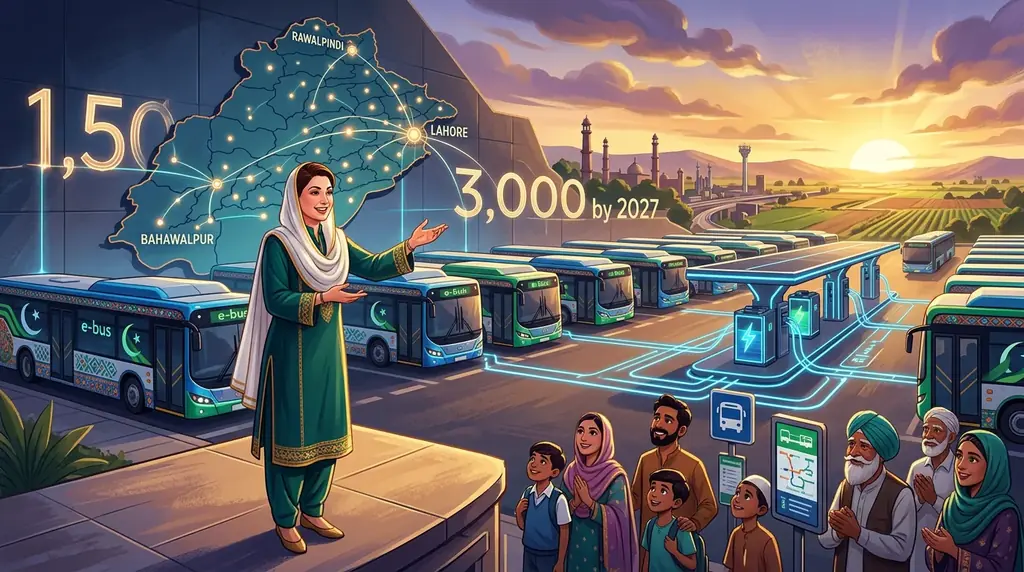 پنجاب: 91 تحصیلوں میں 1500 ای-بسیں چلانے کا منصوبہ، کل ہدف 3000 بسیں