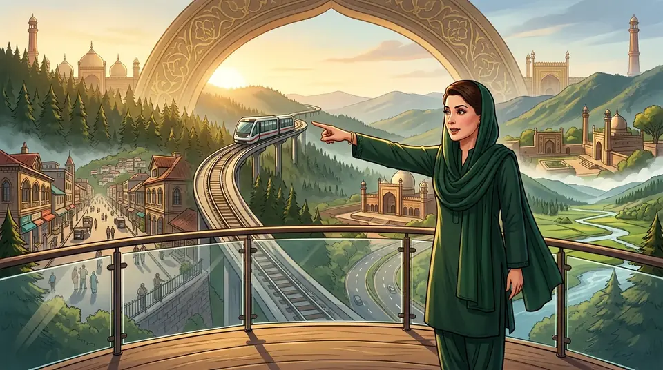 Animated editorial illustration for: Punjab to use all resources to boost tourism, says Maryam Nawaz