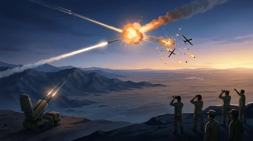 Animated editorial illustration for: GCC, UN Condemn Houthi Attacks on Saudi Arabia