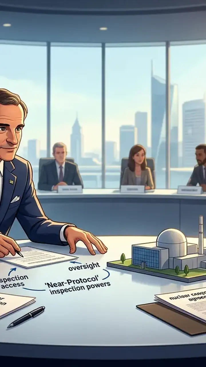 Animated editorial illustration for: Saudi Nuclear Deal to Grant IAEA ‘Near-Protocol’ Oversight Powers