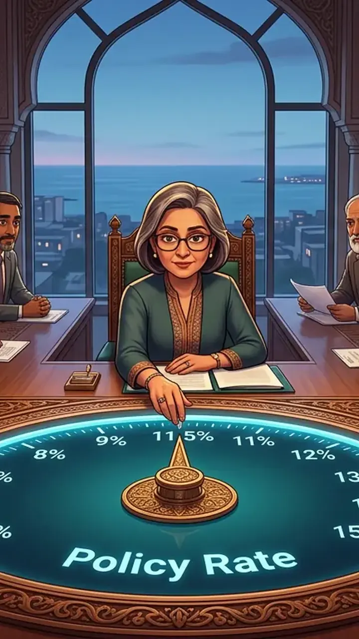Animated editorial illustration for: SBP to Announce Monetary Policy Amid Status Quo Expectations