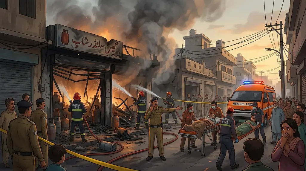 Seven Injured in Lahore Cylinder Shop Fire Caused by Gas Leak