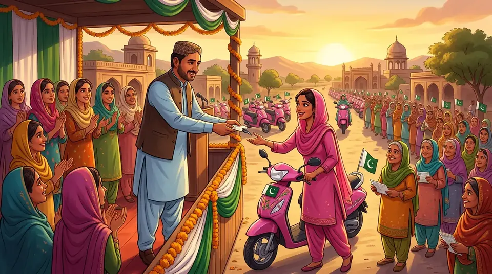 اس خبر کے لیے متحرک اداریاتی خاکہ: شرجیل میمن نے میرپورخاص میں مفت پنک اسکوٹی اسکیم کا افتتاح کر دیا