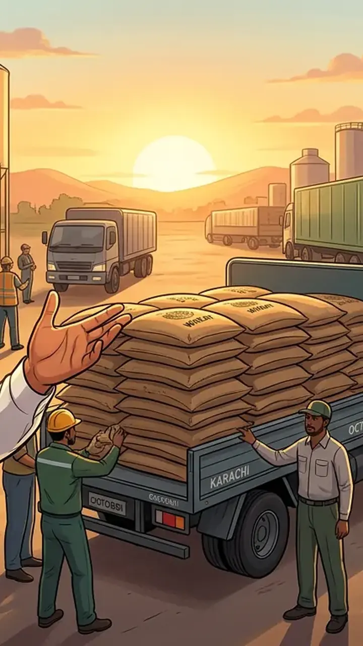 Animated editorial illustration for: Sindh to release government wheat to flour mills from October 1