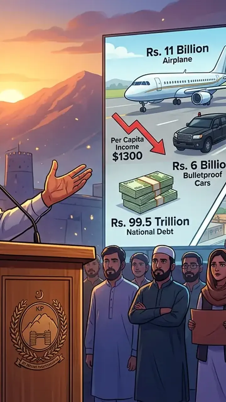 Animated editorial illustration for: Sohail Afridi slams federal government’s economic policies and spending