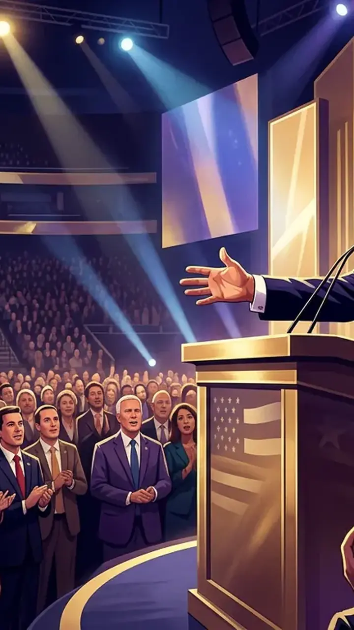 Animated editorial illustration for: Trump offers $5,000 dividend if Republicans retain Congress
