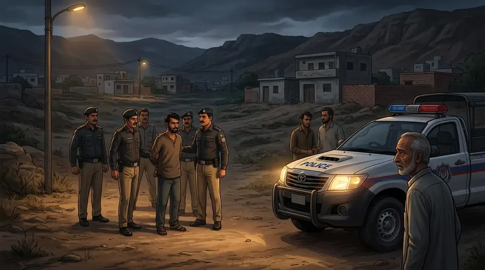 Animated editorial illustration for: Two suspects arrested in murder case of 15-year-old in Manghopir
