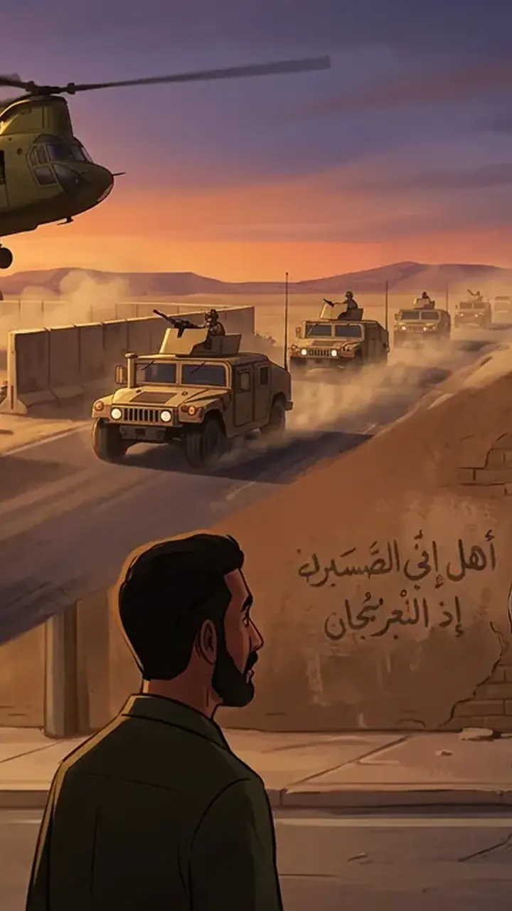 Animated editorial illustration for: Iraq Declares ‘Sovereignty Day’ as US Completes Military Withdrawal