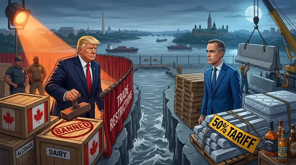 US Escalates Trade War with Canada, Banning Alcohol and Other Imports
