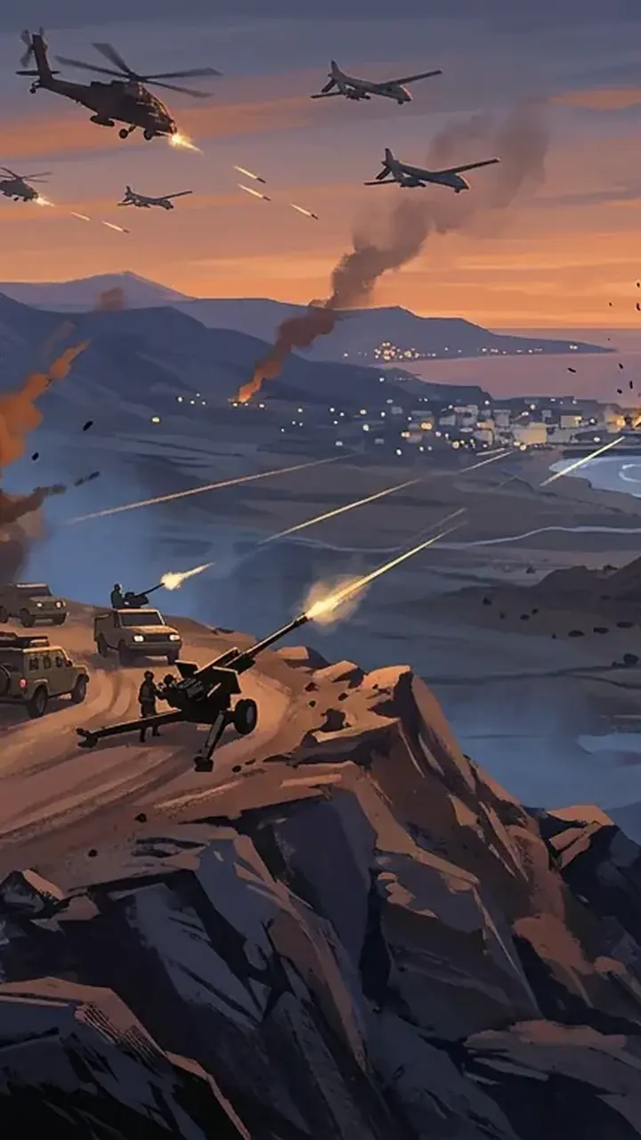 Animated editorial illustration for: Houthis Claim Capture of Strategic Perim Island, Intensify Attacks