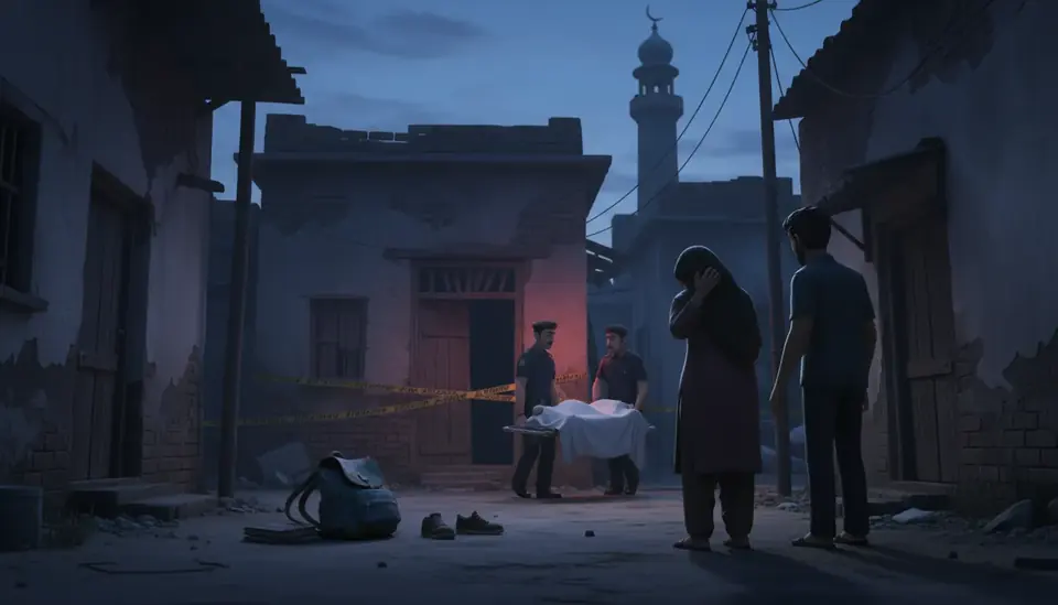 Animated editorial illustration for: 12-Year-Old Girl Found Dead in Rawalpindi, Assault Suspected