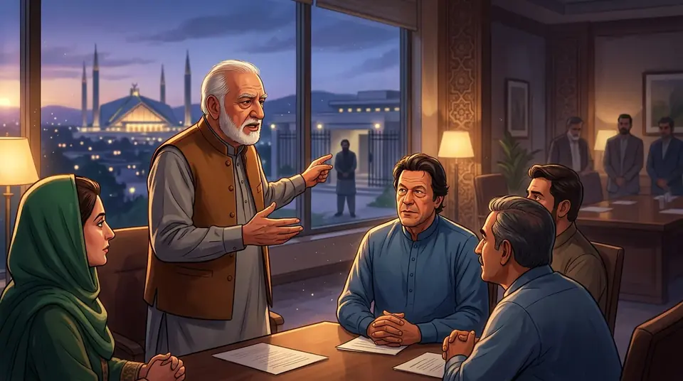 Animated editorial illustration for: Achakzai tells opposition to engage with government if contacted for talks