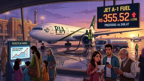 Animated editorial illustration for: Airfares in Pakistan Set to Rise After Jet Fuel Price Hike