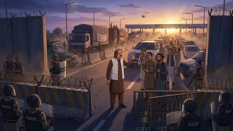 Animated editorial illustration for: President Zardari, PM Shehbaz to Meet on KP Situation, Constitutional Options