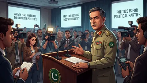 Animated editorial illustration for: Army has ‘nothing to do with politics,’ says DG ISPR