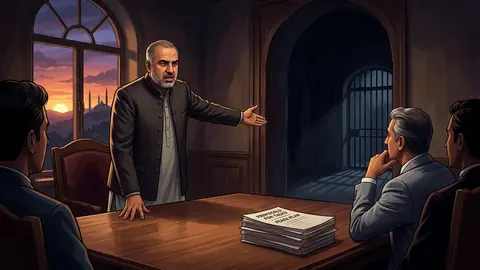 Animated editorial illustration for: PTI Names Negotiators, Blames Govt for Deadlock Over Imran Khan Access