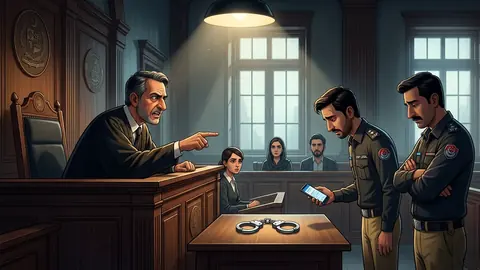 Animated editorial illustration for: ATC Judge Angered by Police Failure to Produce Imaan Mazari Case Record