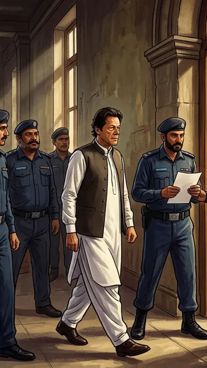 Animated editorial illustration for: ATC orders Imran Khan produced in Judicial Complex attack case hearing
