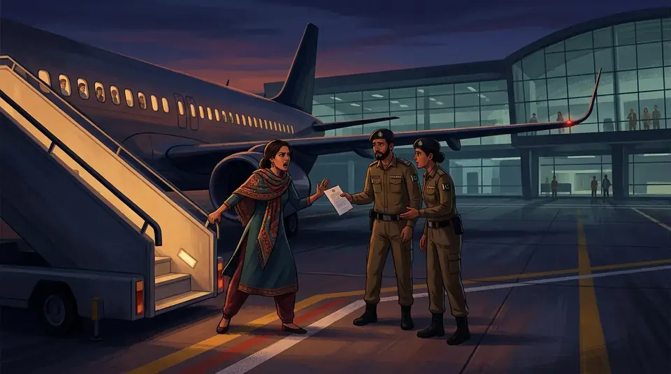 Animated editorial illustration for: Three Arrested in Azerbaijani Woman’s Gang-Rape Case, Suspects Confess