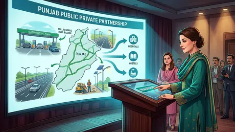 Animated editorial illustration for: CM Maryam Nawaz inaugurates five Punjab road projects under PPP model