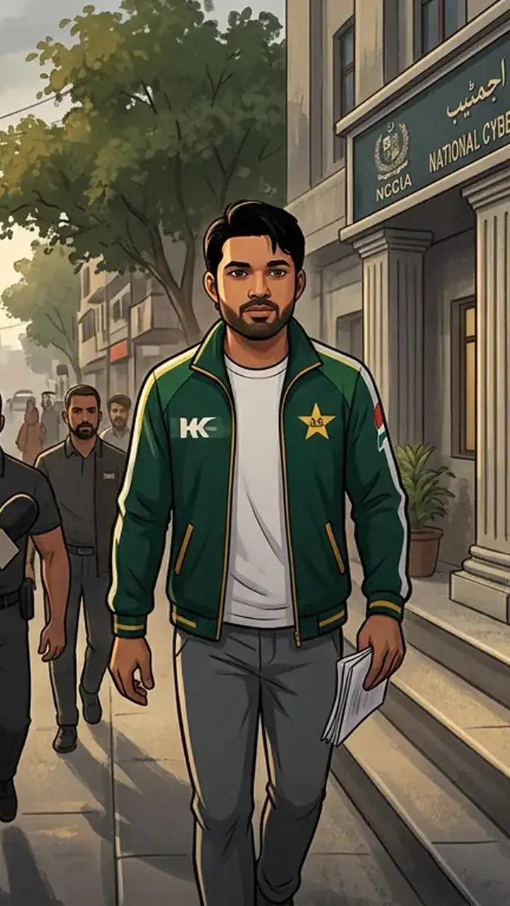 Animated editorial illustration for: Younis Khan Advises Patience as Mohammad Rizwan Questioned by NCCIA