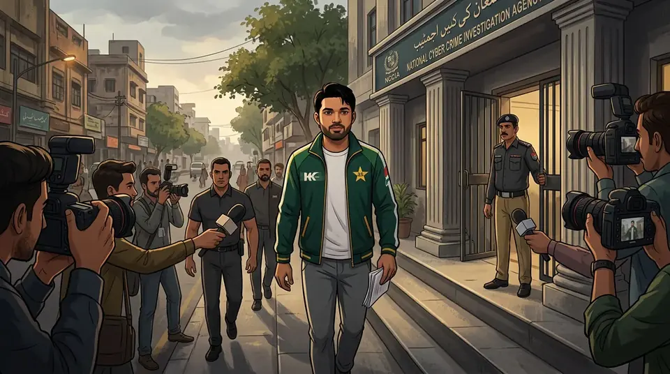 اس خبر کے لیے متحرک اداریاتی خاکہ: کرکٹر محمد رضوان این سی سی آئی اے کے سامنے پیش ہوگئے