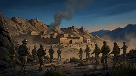 Animated editorial illustration for: Eight Terrorists Including Three Commanders Killed in DI Khan Operation