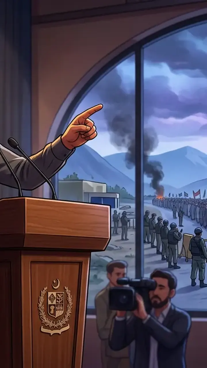 Animated editorial illustration for: Faisal Karim Kundi Criticises KP Government Amid Security Concerns and March