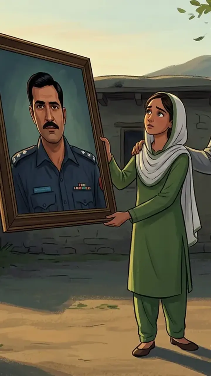 Animated editorial illustration for: Family of martyred Constable Tahir Rafiq proud of his sacrifice