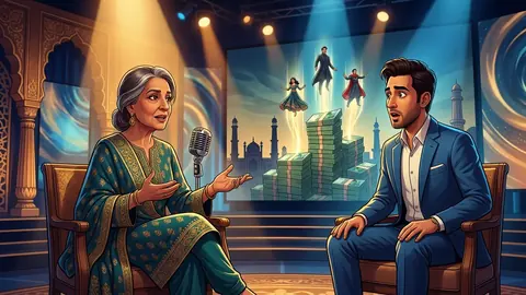 Animated editorial illustration for: Farah Nadir Reveals Top Pakistani Actors Earn Millions Per Drama