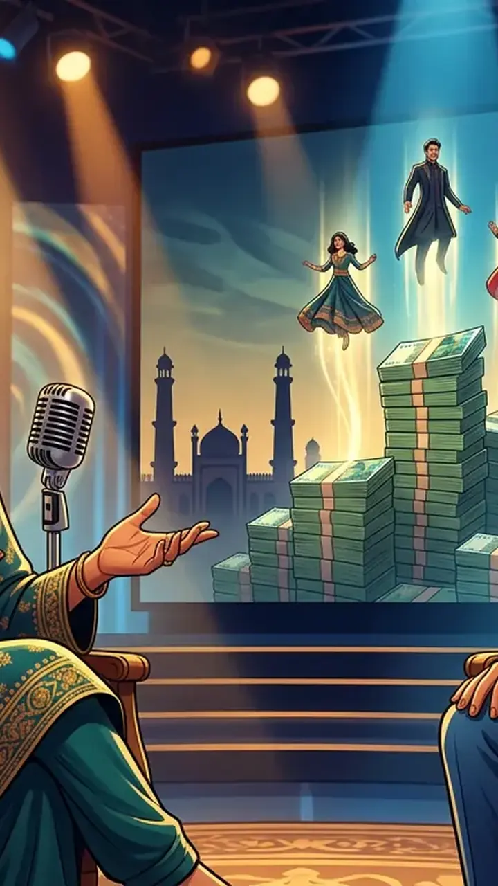 Animated editorial illustration for: Farah Nadir Reveals Top Pakistani Actors Earn Millions Per Drama