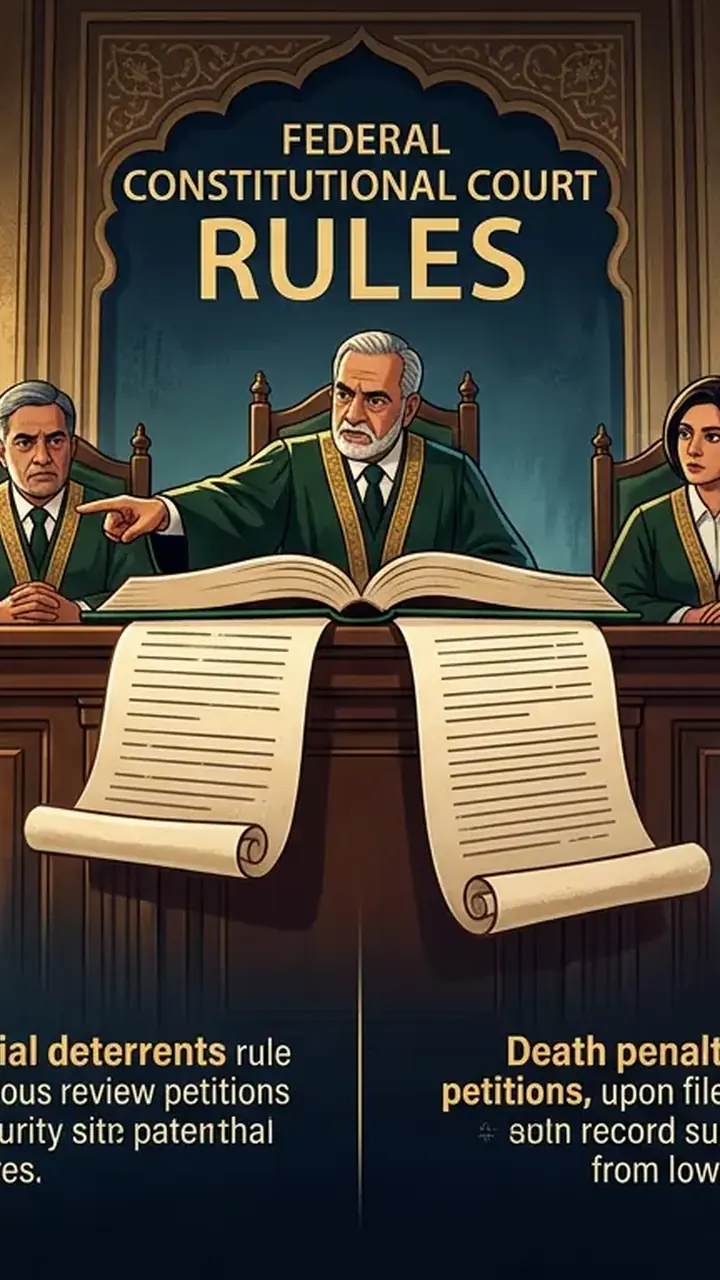 Animated editorial illustration for: Federal Constitutional Court Publishes New Rules on Suo Motu, Review Petitions